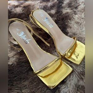 SHEIN Metallic Gold Heels